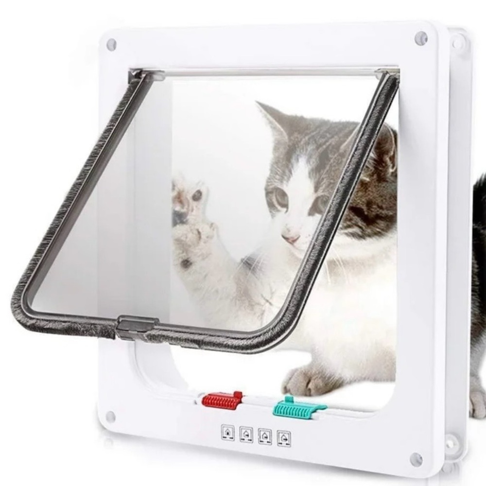 White Cat Door with Flap